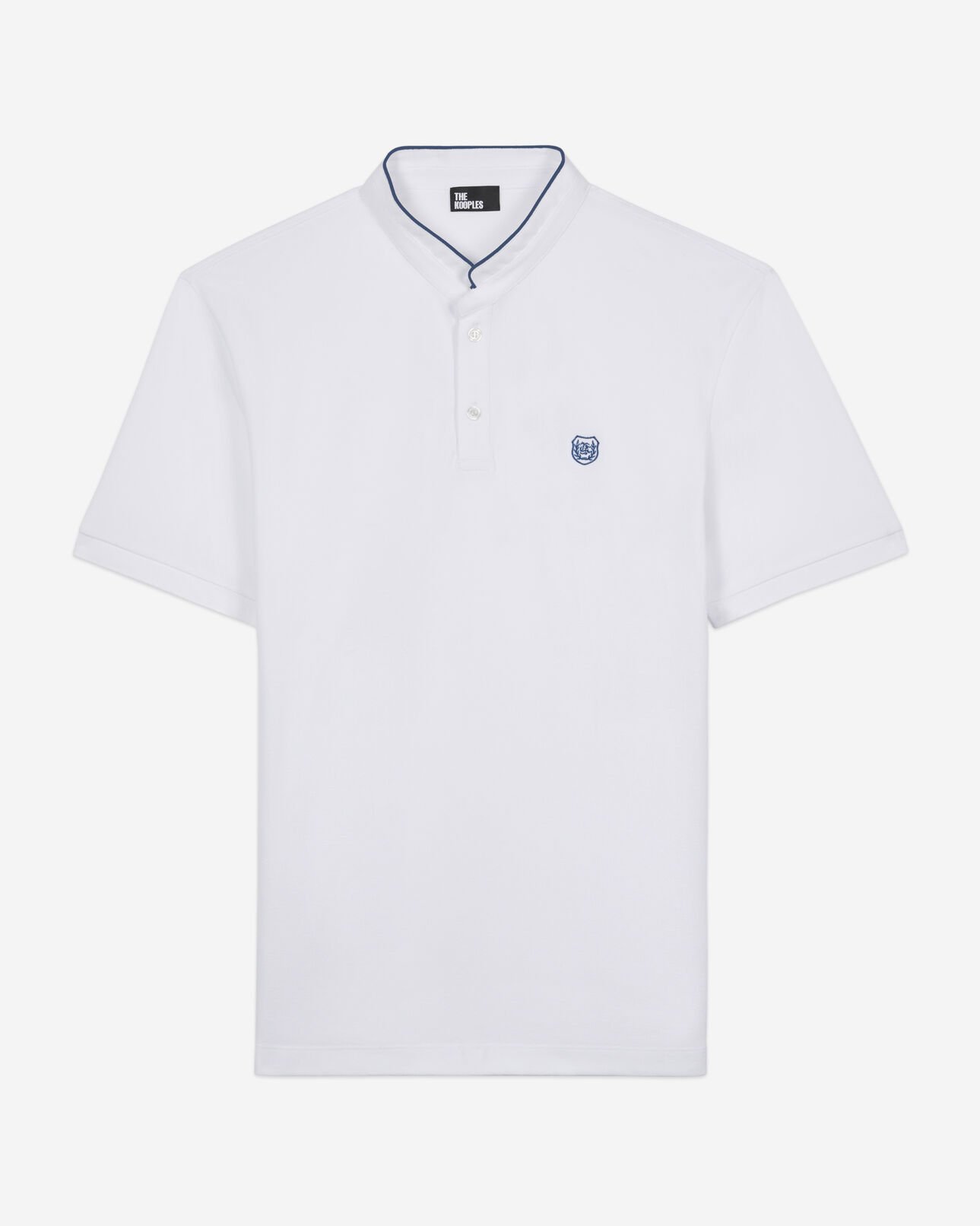 The Kooples HOMME WHITE / BLUE polo en coton piqué blanc
