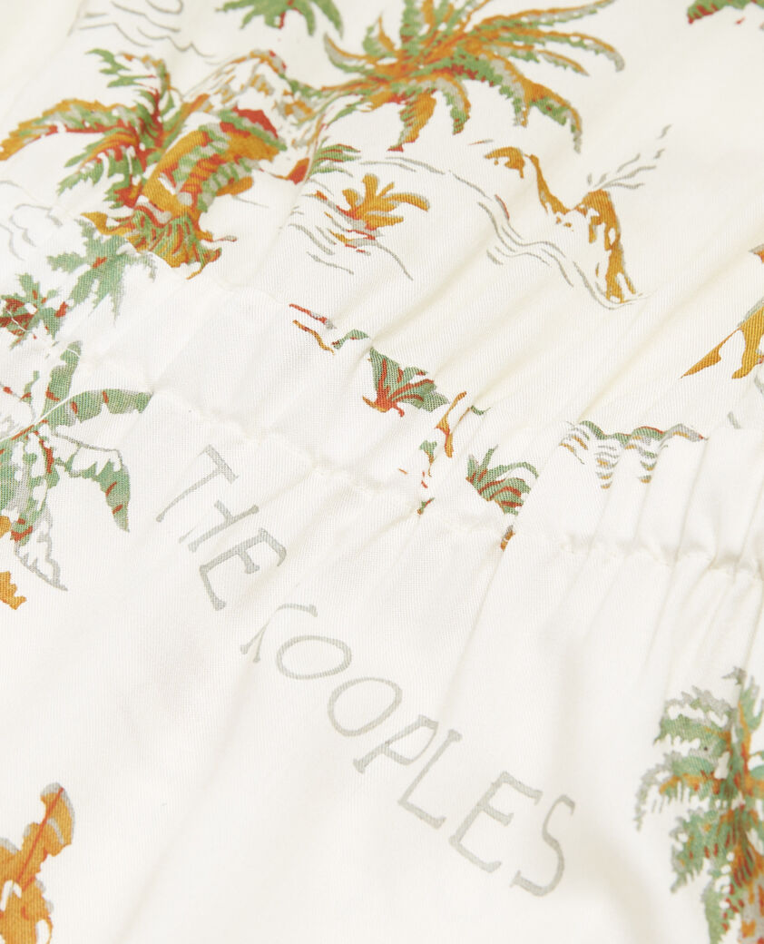 The Kooples DAMEN WHITE wei&szlig;es kurzarm-kleid mit hawaii-motiv