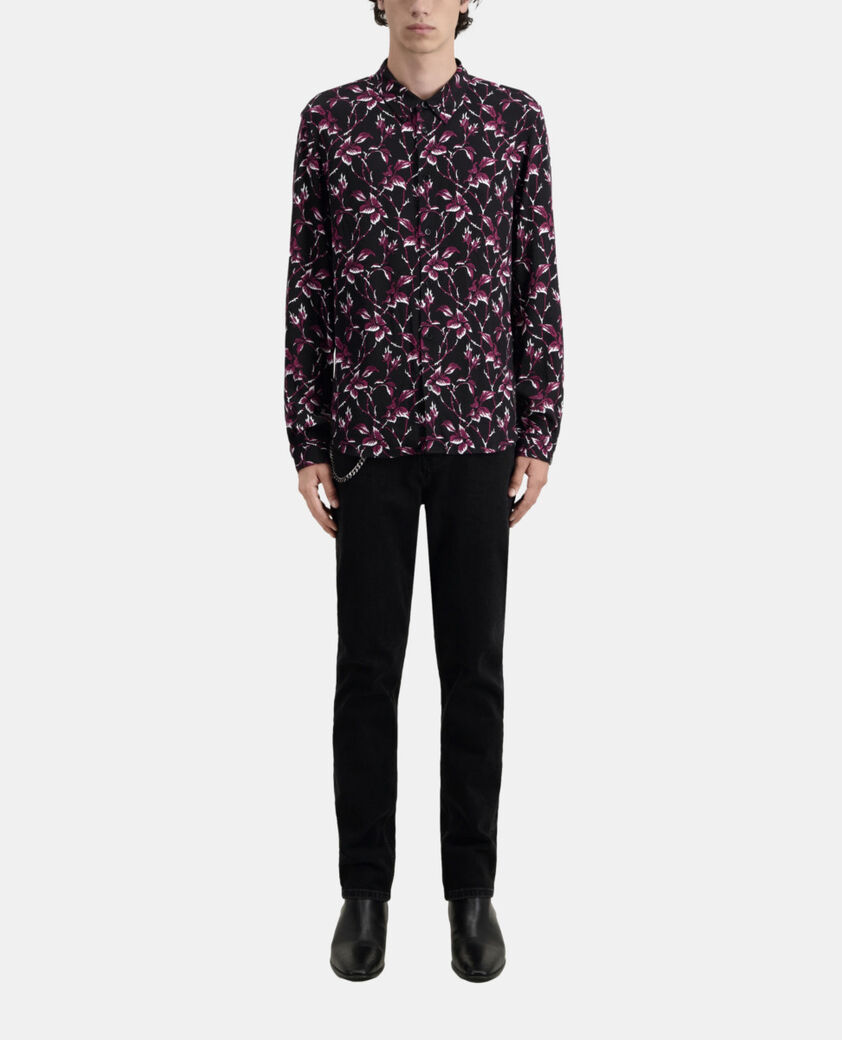 The Kooples HERREN BLACK - BURGUNDY bedrucktes hemd