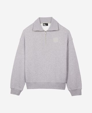 The Kooples H GREY MELANGE grey trucker-neck sweatshirt