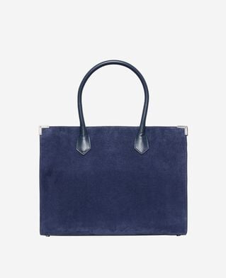 The Kooples WOMEN NAVY ming l tote bag in navy suede