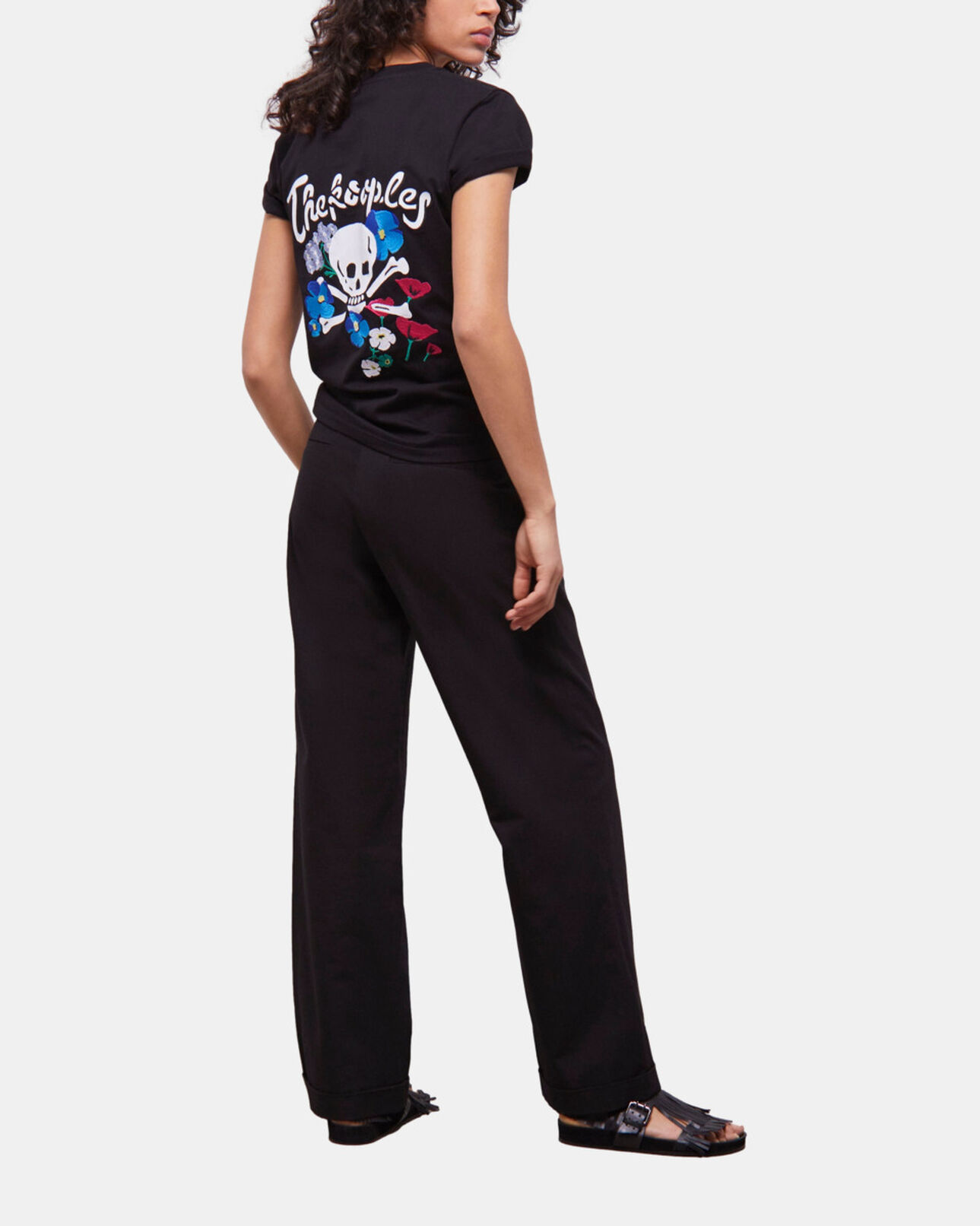 The Kooples FEMME BLACK t-shirt femme noir avec broderies