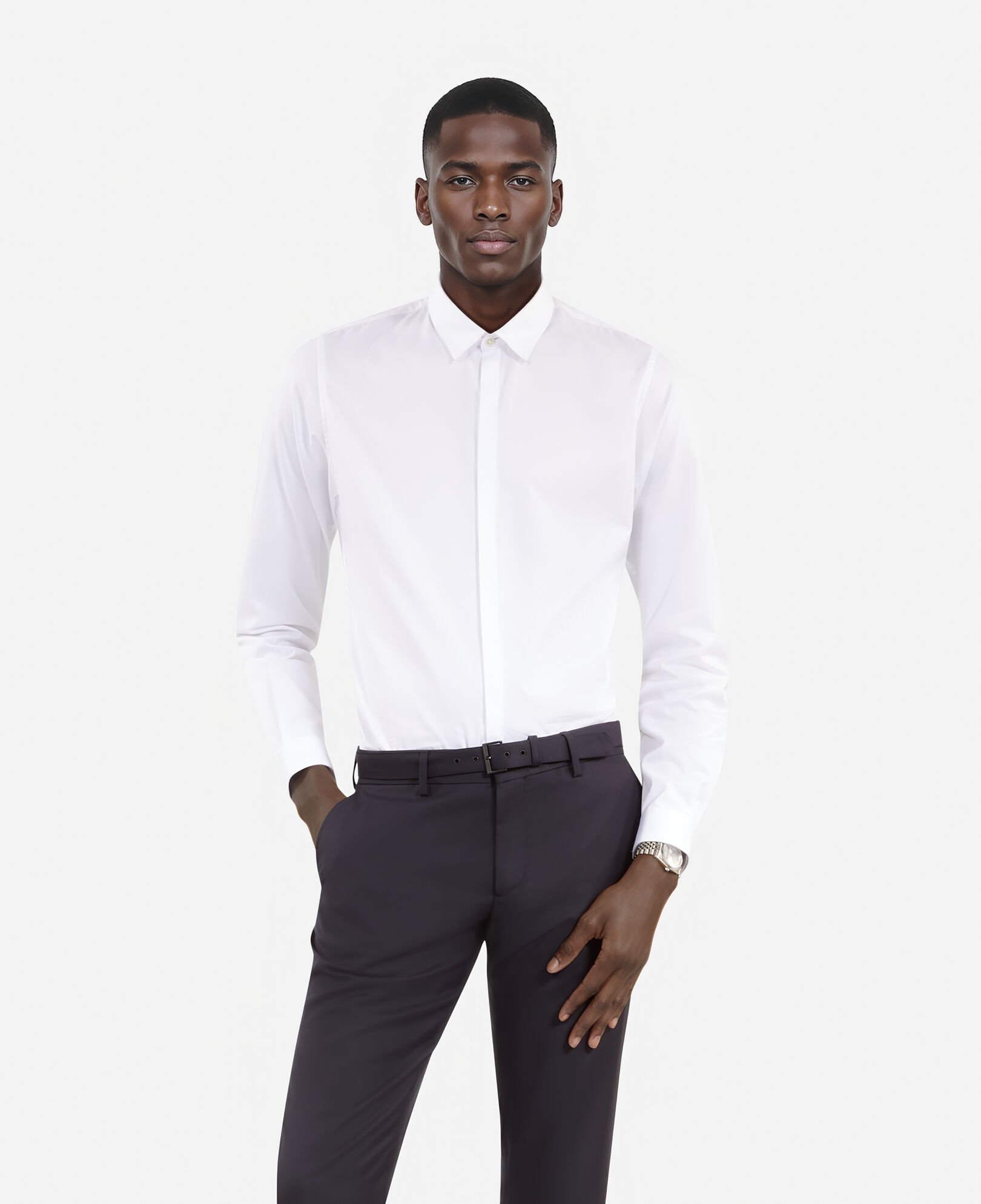The Kooples HERREN WHITE weißes baumwollhemd mit klassischer kragen
