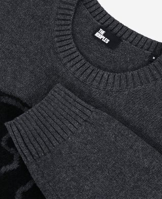The Kooples MEN DARK GREY MELANGE light grey skull sweater