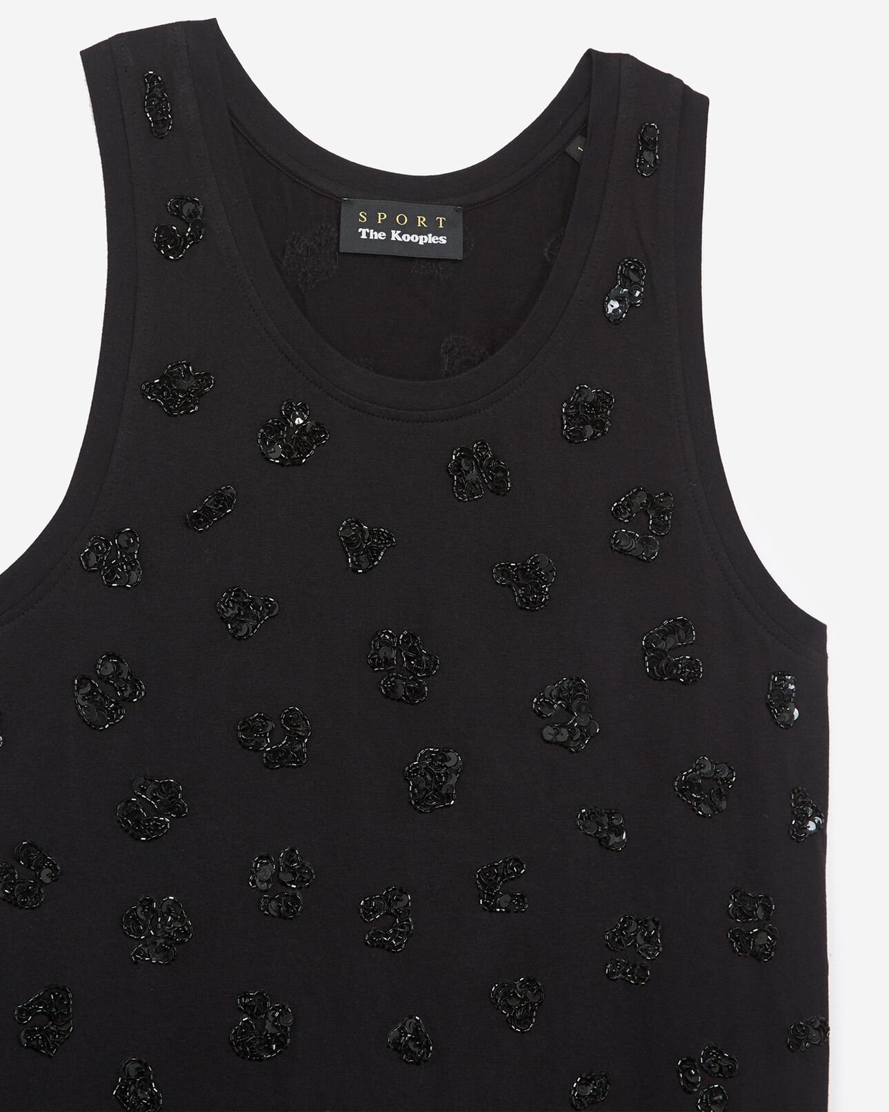 The Kooples WOMEN BLACK black cotton vest top with embroidered details