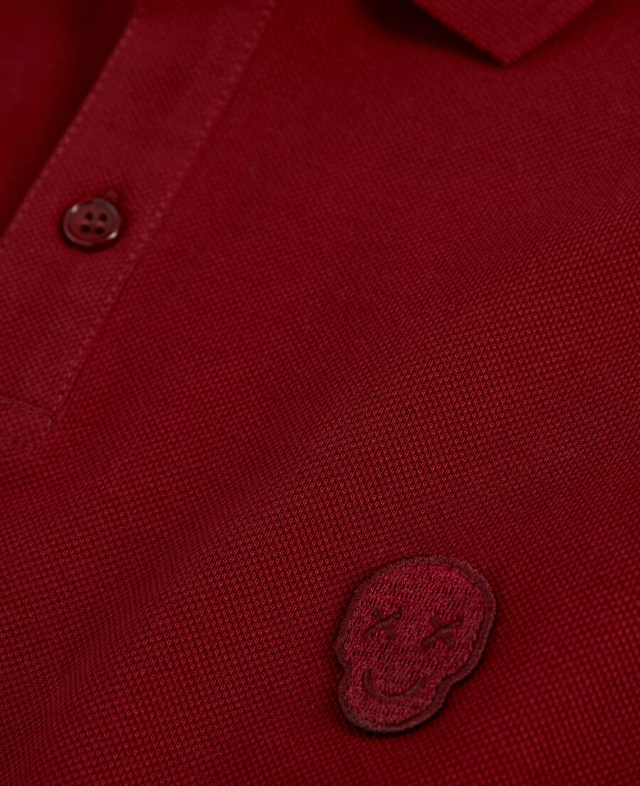 classic collar red cotton polo
