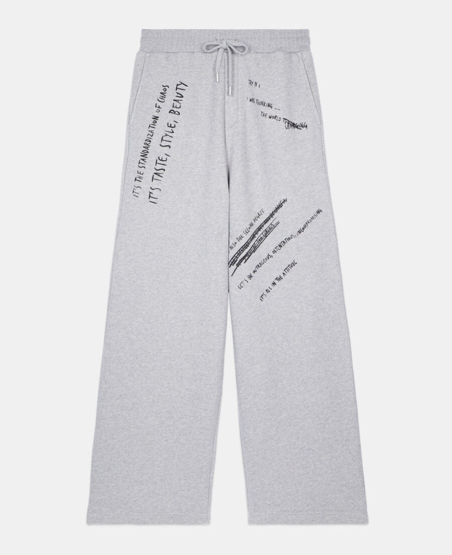 The Kooples MEN STONE GREY handwritten serigraphy tracksuit trousers