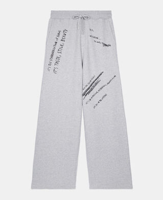 The Kooples MEN STONE GREY handwritten serigraphy tracksuit trousers