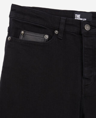 The Kooples HOMME BLACK jean noir slim avec poche en cuir