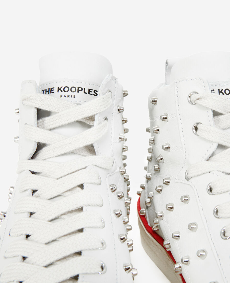 studded white leather trainers