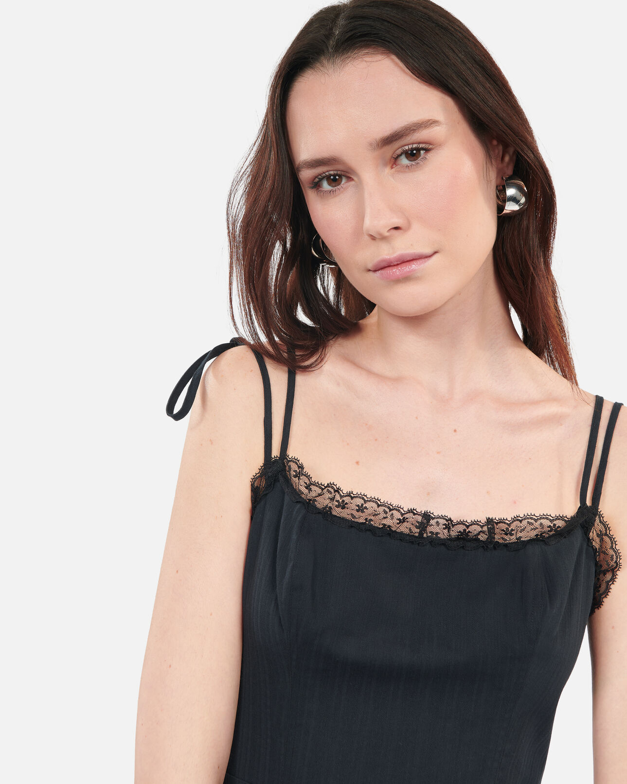 The Kooples WOMEN BLACK long black dress with lace