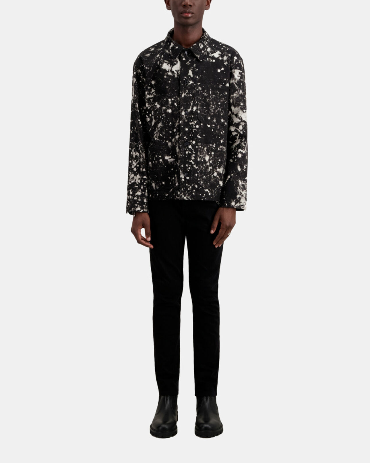 The Kooples HERREN BLACK schwarze hemdjacke aus verschwaschenem denim