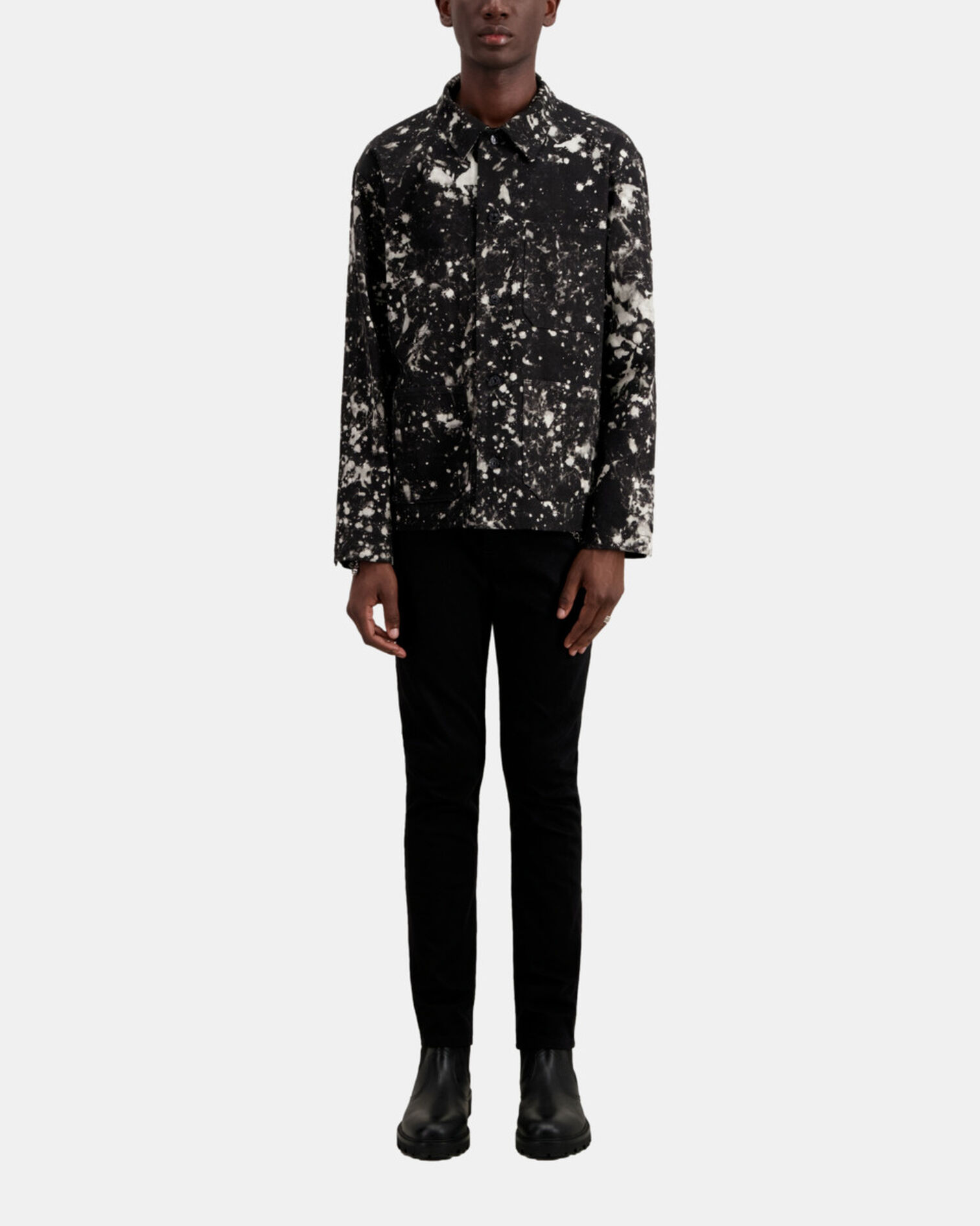 Schwarze Hemdjacke aus verschwaschenem Denim, BLACK, hi-res image number null