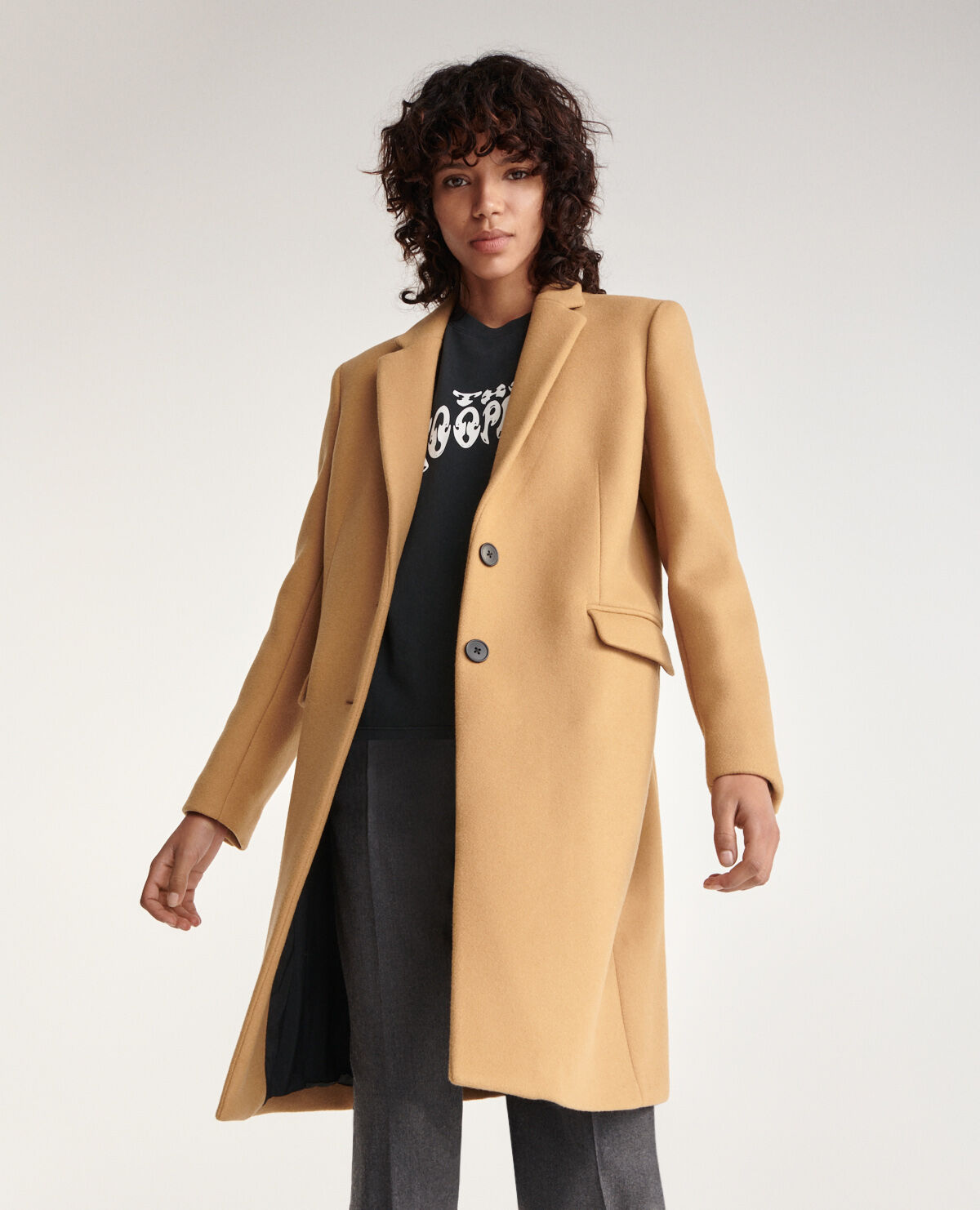 Leather wool coat clearance
