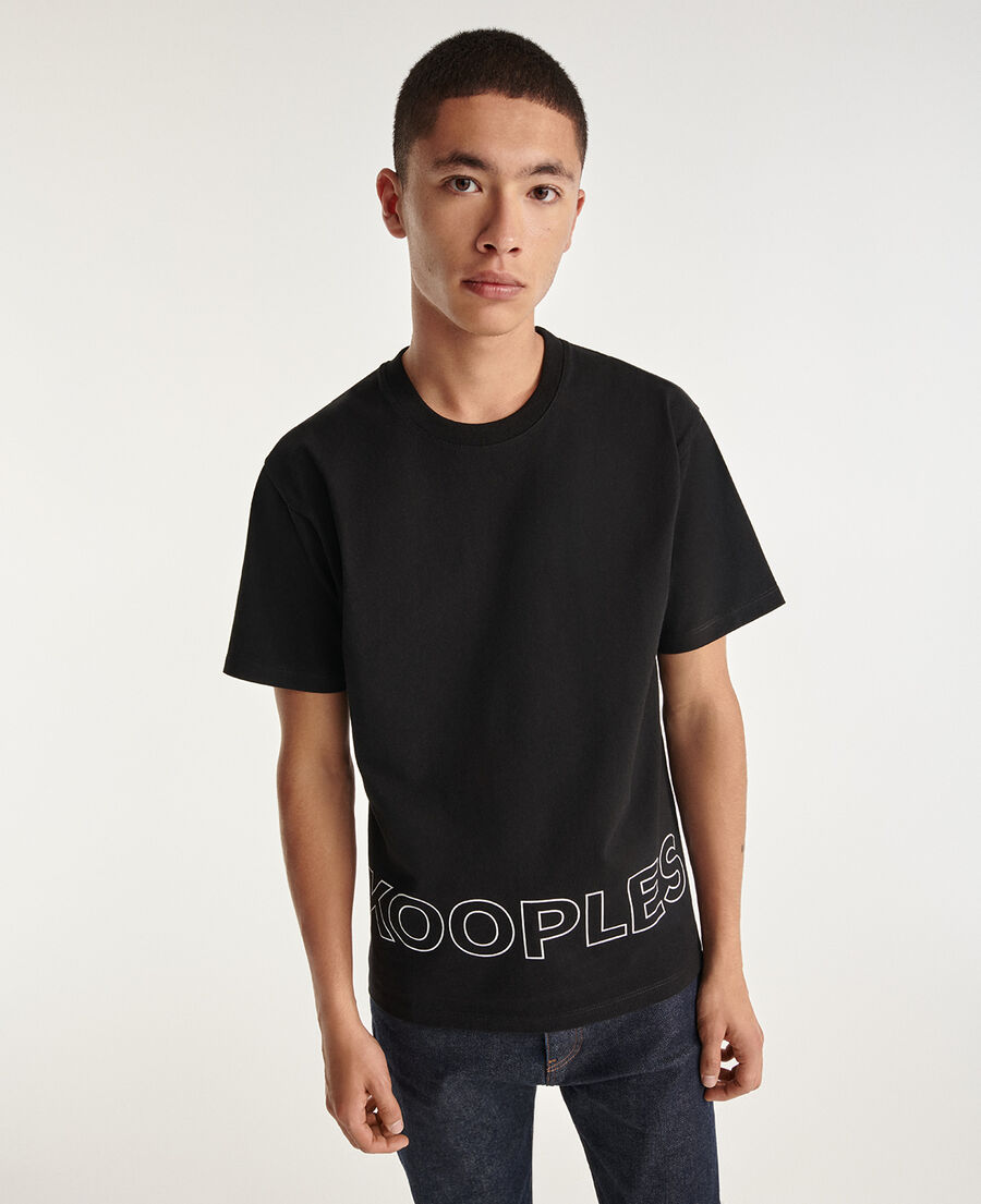 Black cotton T-shirt with The Kooples logo | The Kooples