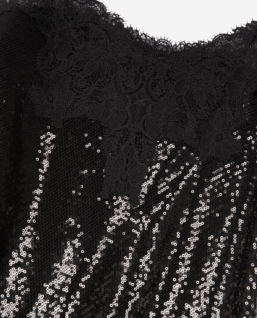 The Kooples FEMME BLACK robe nuisette longue à sequins noire