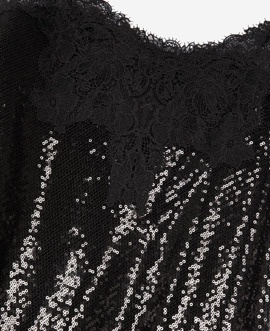 The Kooples WOMEN BLACK black sequinned long babydoll dress