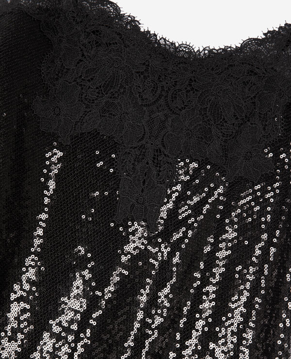 The Kooples WOMEN BLACK black sequinned long babydoll dress