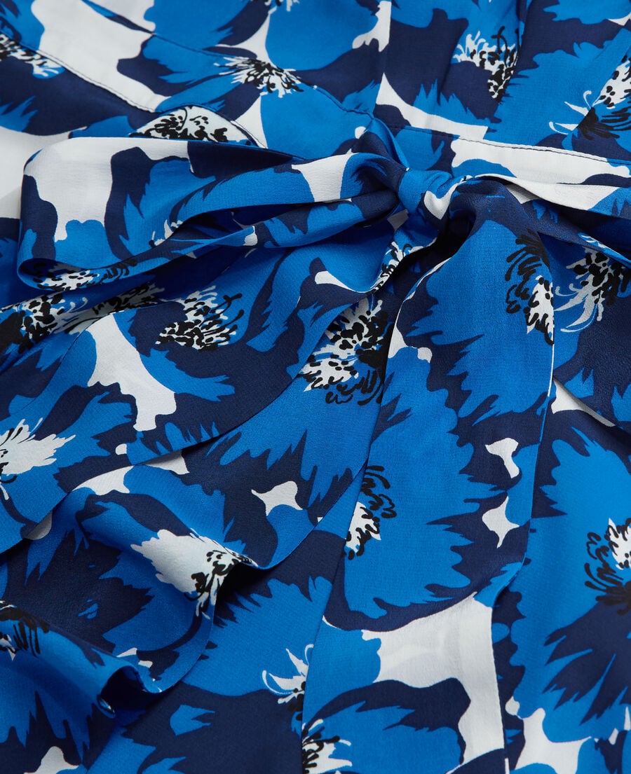 The Kooples WOMEN BLUE long printed wrap silk dress