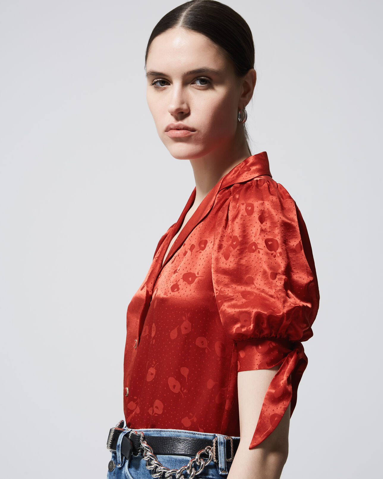 The Kooples DAMEN ROUILLE elegantes hemd mit kurzen ärmeln in orange