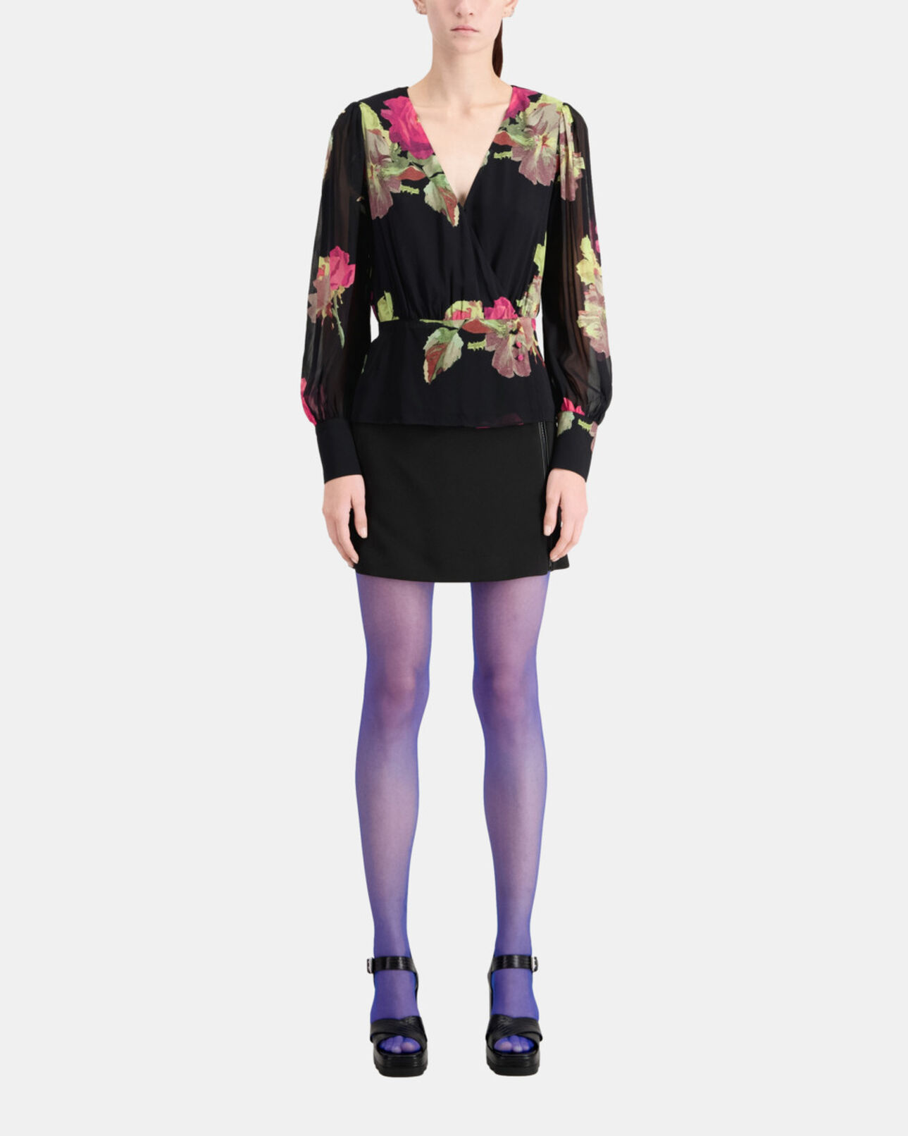 The Kooples WOMEN PINK BLACK printed crossover top