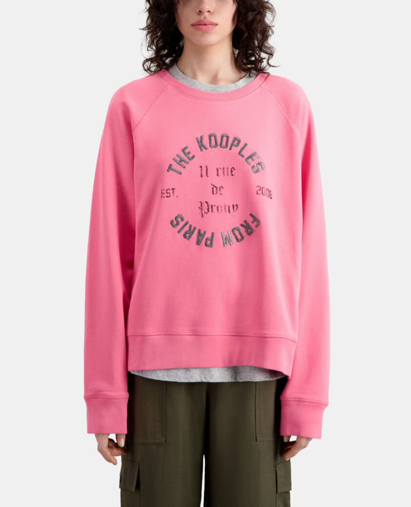 The Kooples WOMEN OLD PINK pink sweatshirt with 11 rue de prony serigraphy