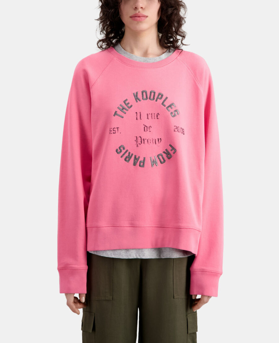 The Kooples F OLD PINK pink sweatshirt with 11 rue de prony serigraphy