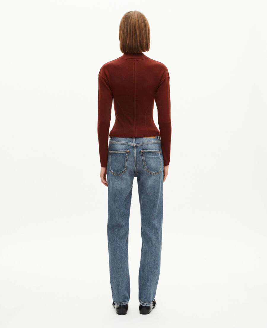 The Kooples F RED BRIQUE burgundy wool blend zip cardigan