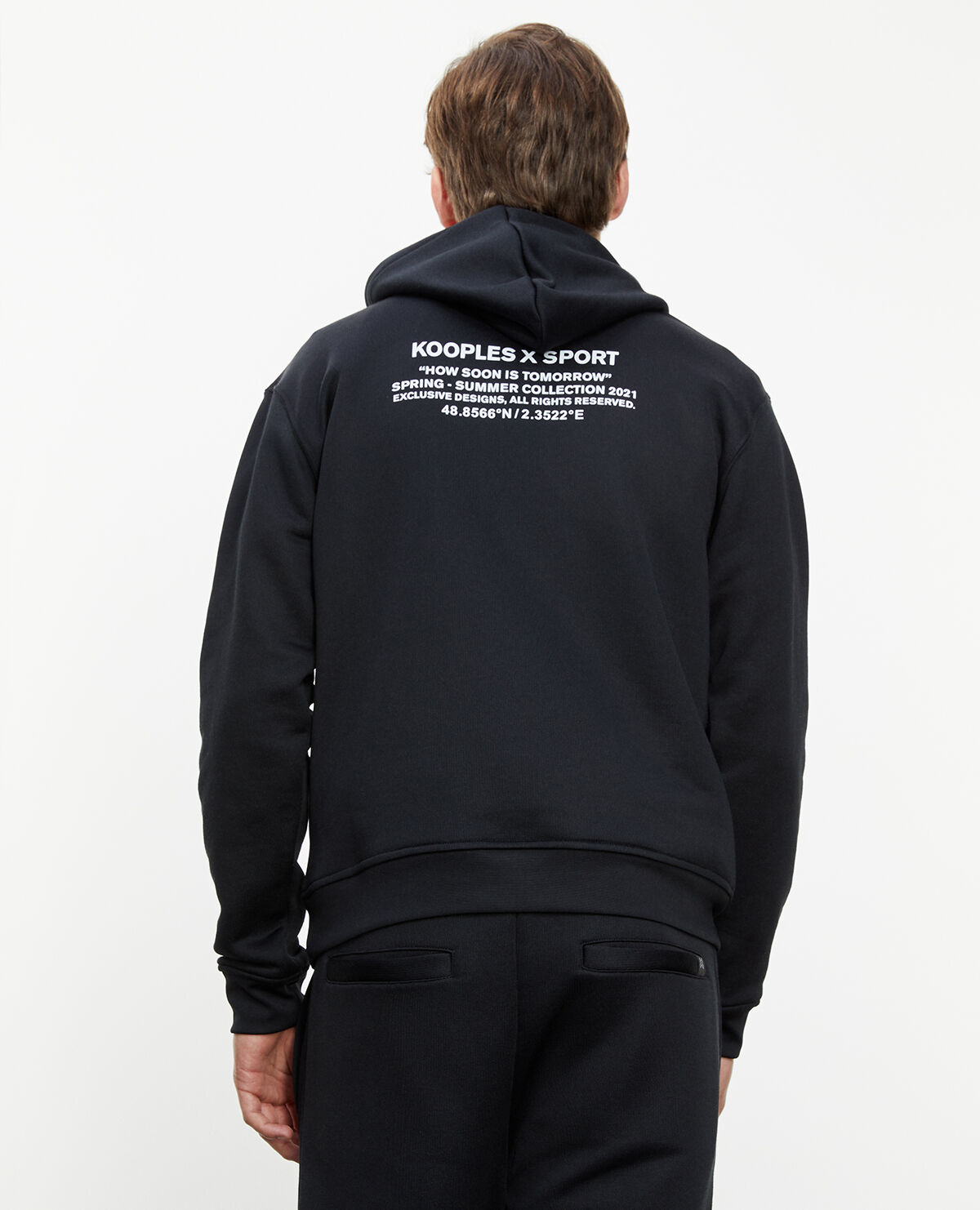 Black and white sweatshirt with printed hood The Kooples US