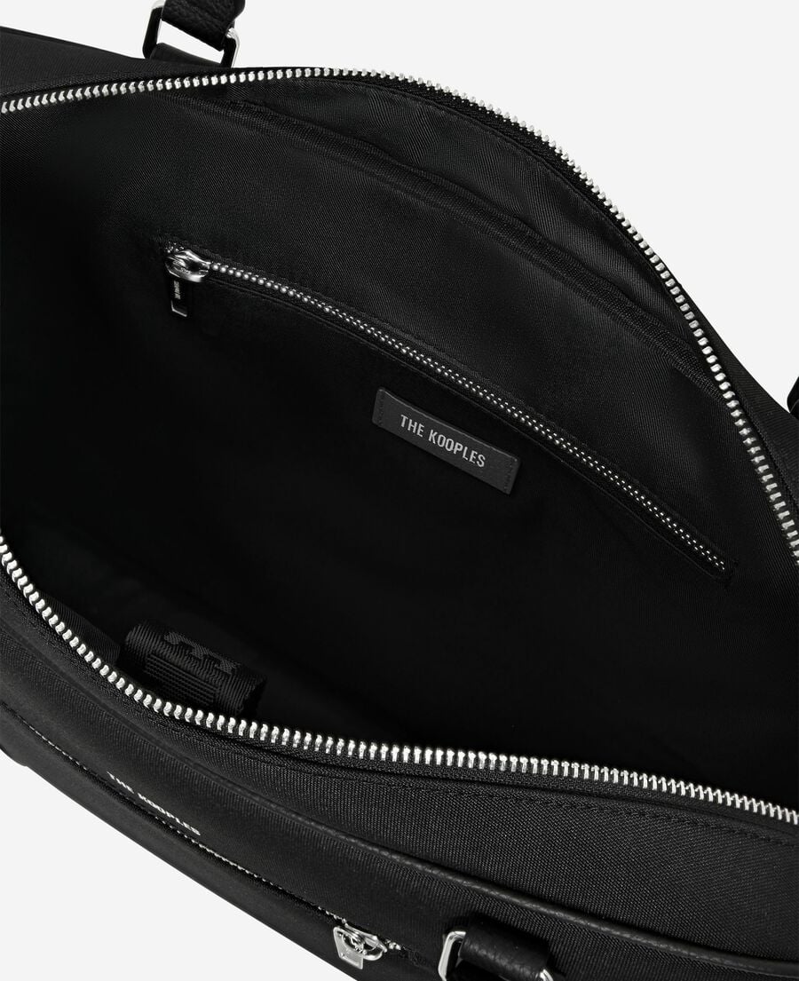 The Kooples H BLACK black canvas and grained leather briefcase