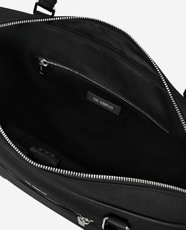 The Kooples HOMME BLACK porte-documents en canvas et cuir grainé noir