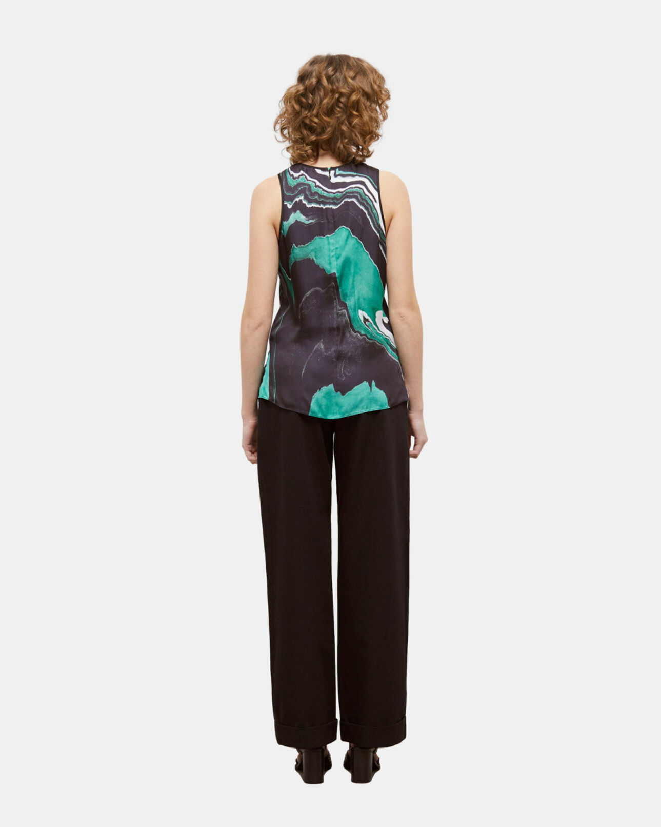 The Kooples FEMME BLACK / GREEN top imprimé