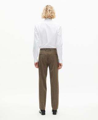 The Kooples H LIGHT BROWN straight brown pinstripe suit pants