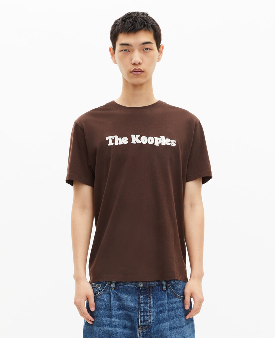 The Kooples HOMME BROWN t-shirt avec broderie marron