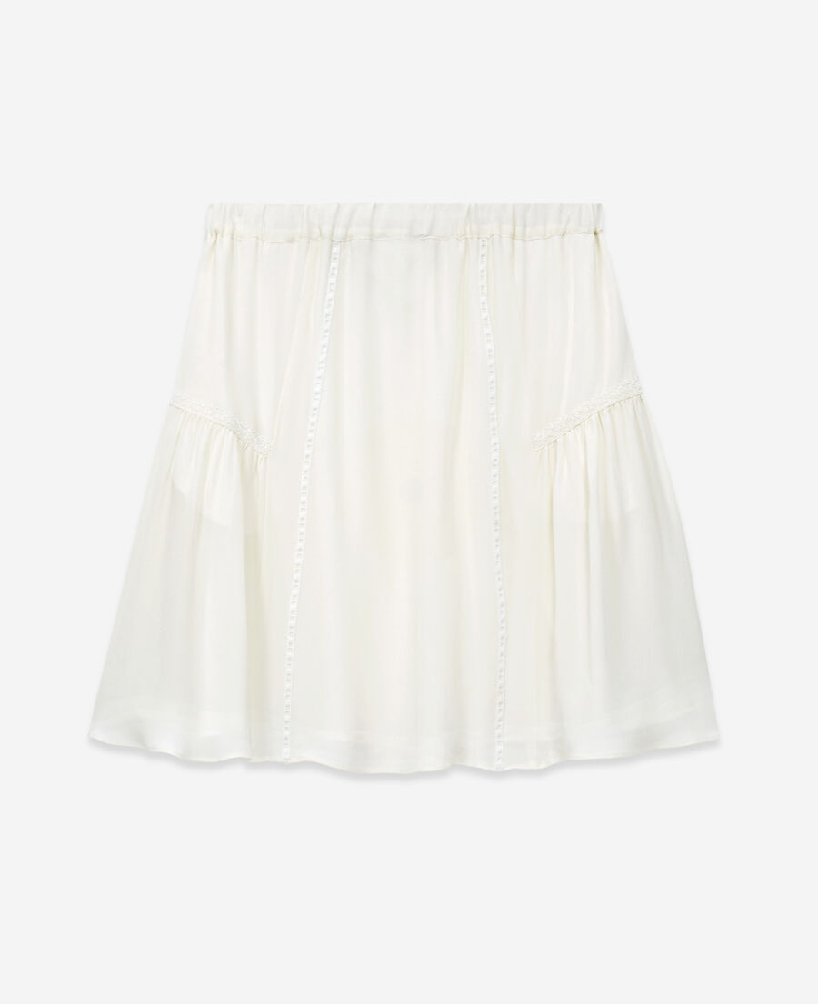 short ecru silk skirt with ribbon detail