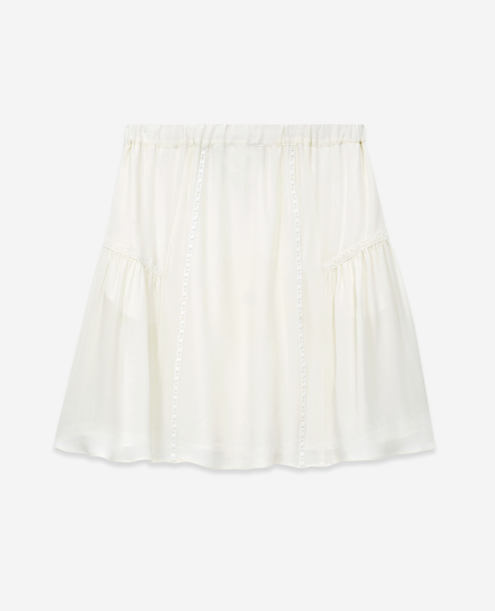 Short ecru silk skirt with ribbon detail, OFF WHITE, hi-res image number null