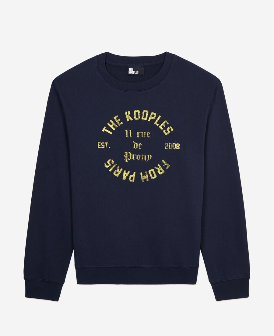 The Kooples MEN NAVY navy blue sweatshirt with 11 rue de prony serigraphy