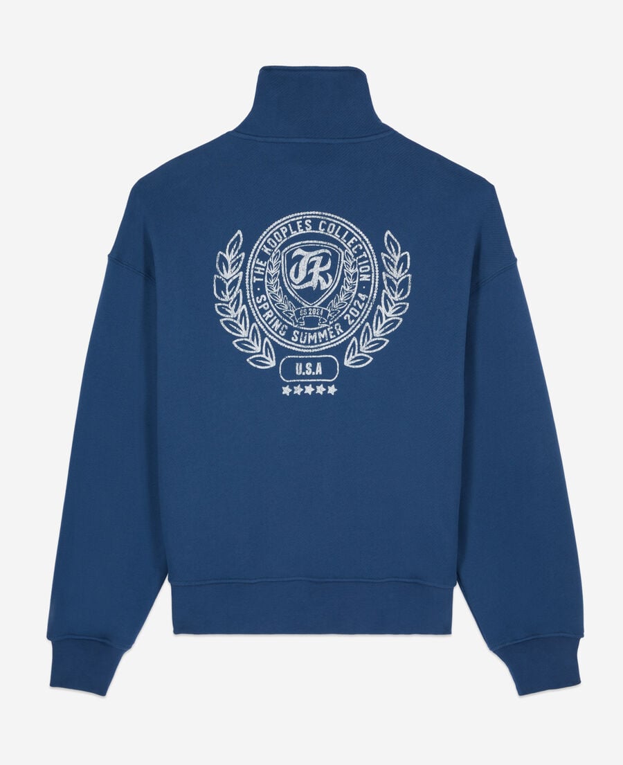 The Kooples MEN MIDDLE NAVY royal blue sweatshirt with blazon serigraphy