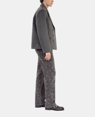 The Kooples HOMME BLACK GREY caban court en laine mélangée chevron noire