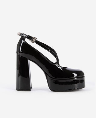 The Kooples FEMME BLACK escarpins &agrave; talons en cuir verni noirs