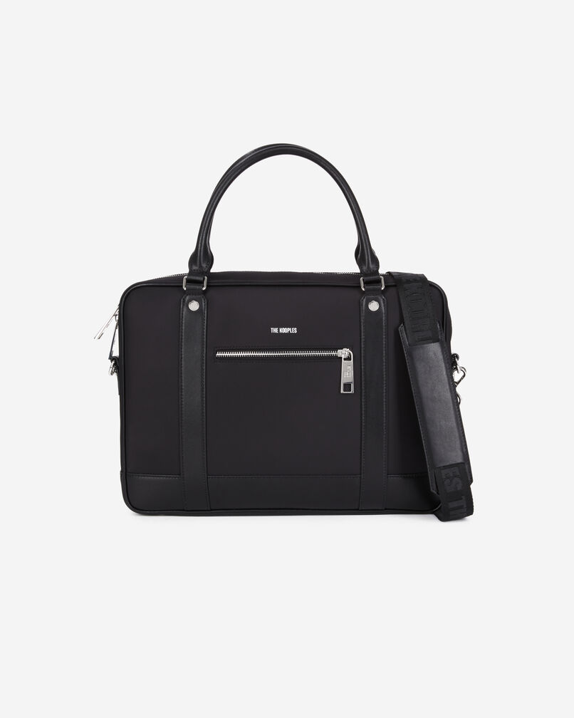 The Kooples HOMME BLACK porte-documents en cuir et fibre nylon noir