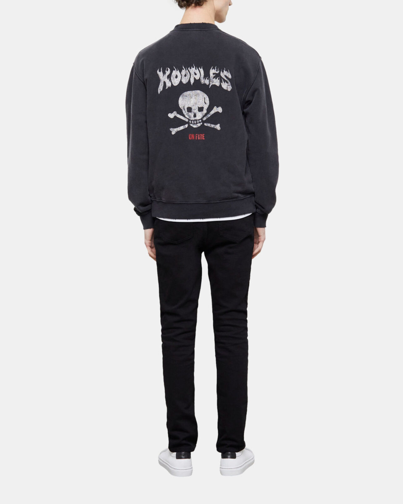 The Kooples HOMBRE BLACK WASHED sudadera serigrafiada negra