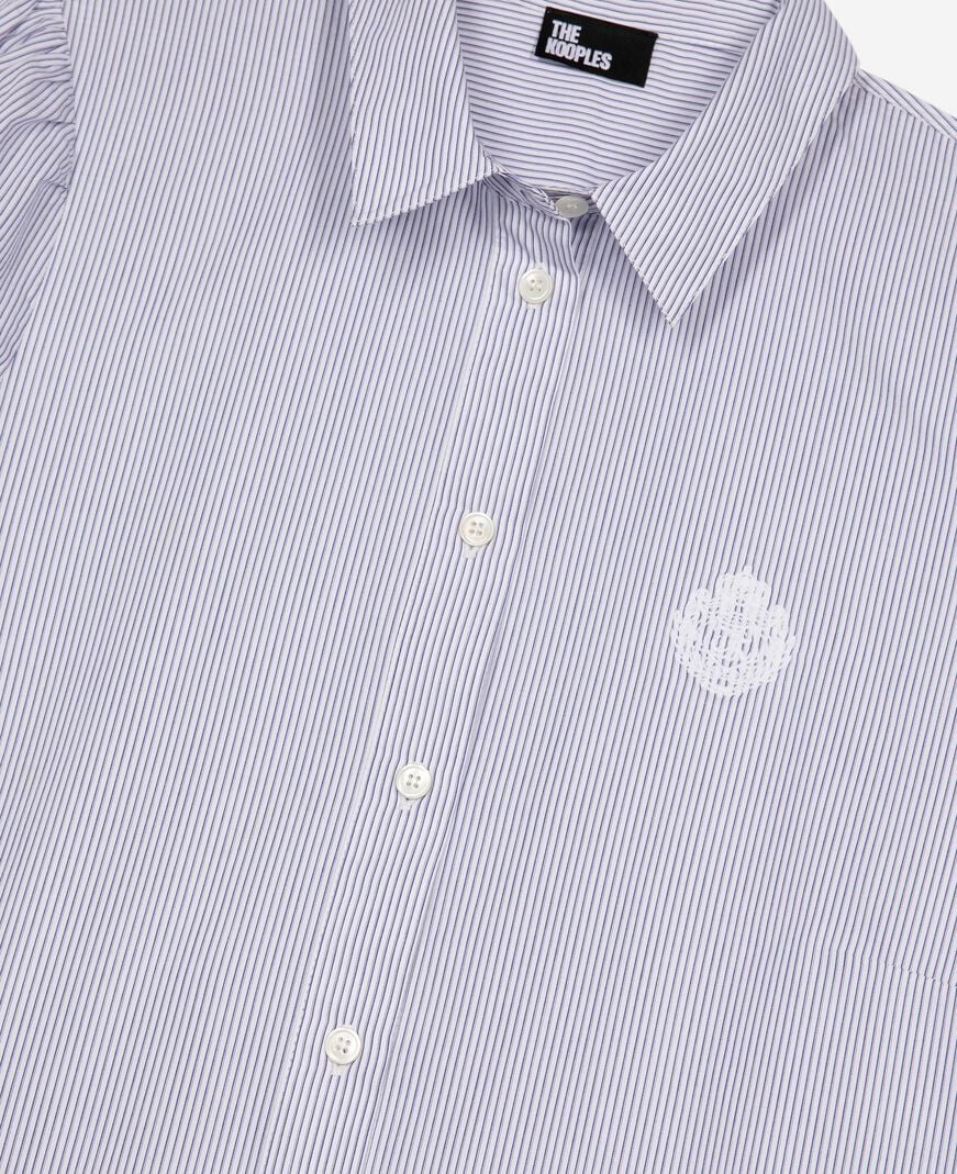 The Kooples F BLUE WHITE short blue striped shirt collar dress