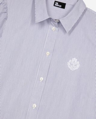 The Kooples F BLUE WHITE short blue striped shirt collar dress