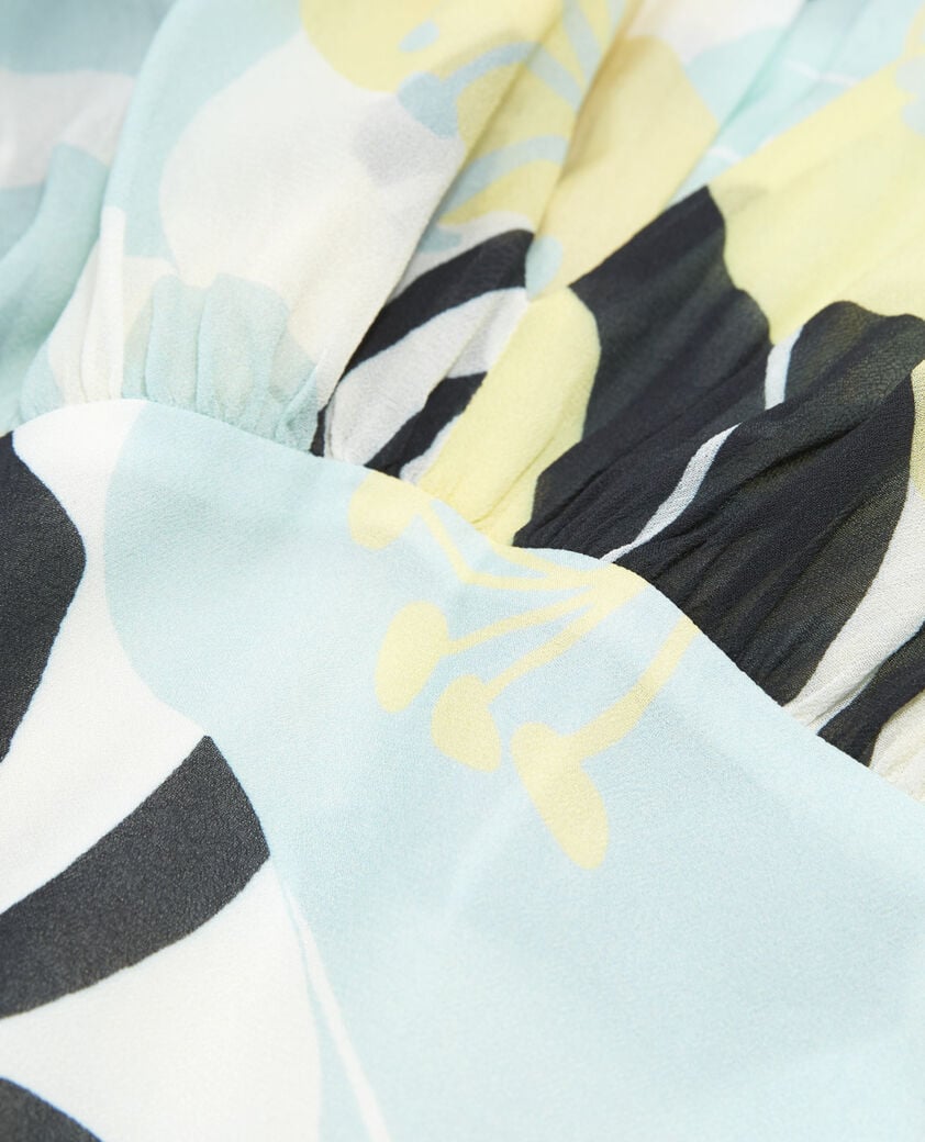 The Kooples WOMEN GREEN long light printed dress with floral motif