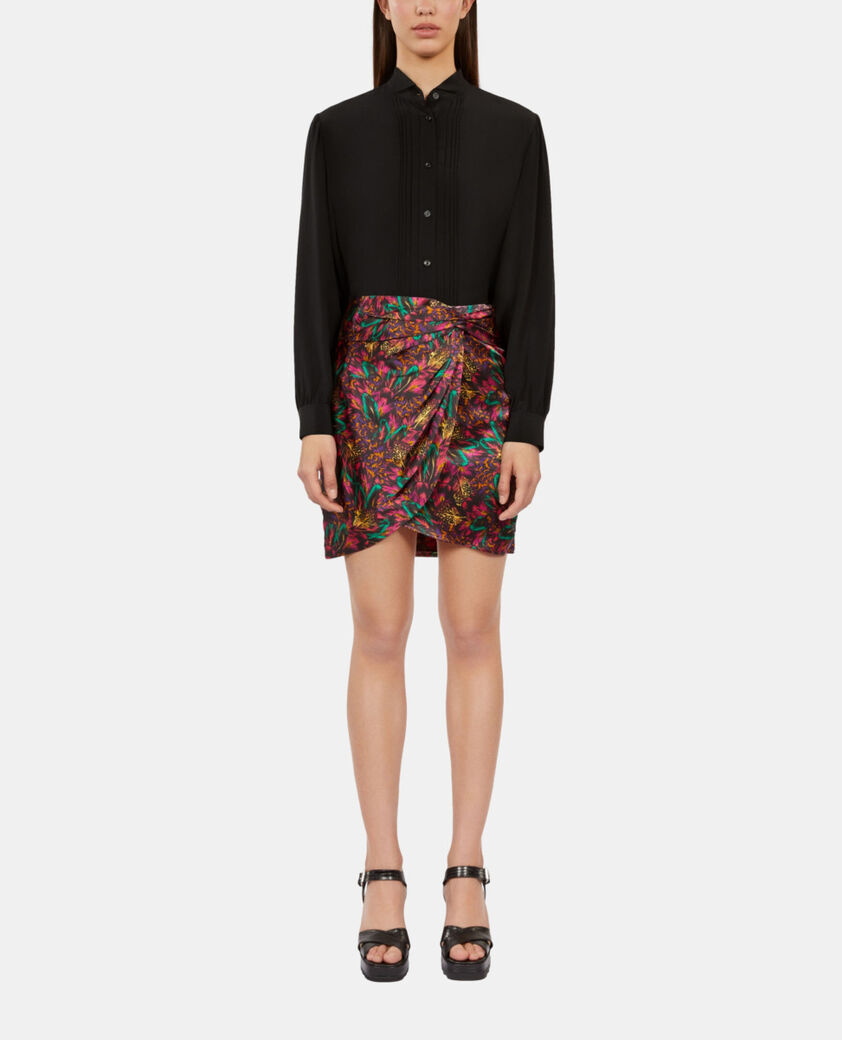 The Kooples FEMME BLACK chemise en soie avec plissage noire