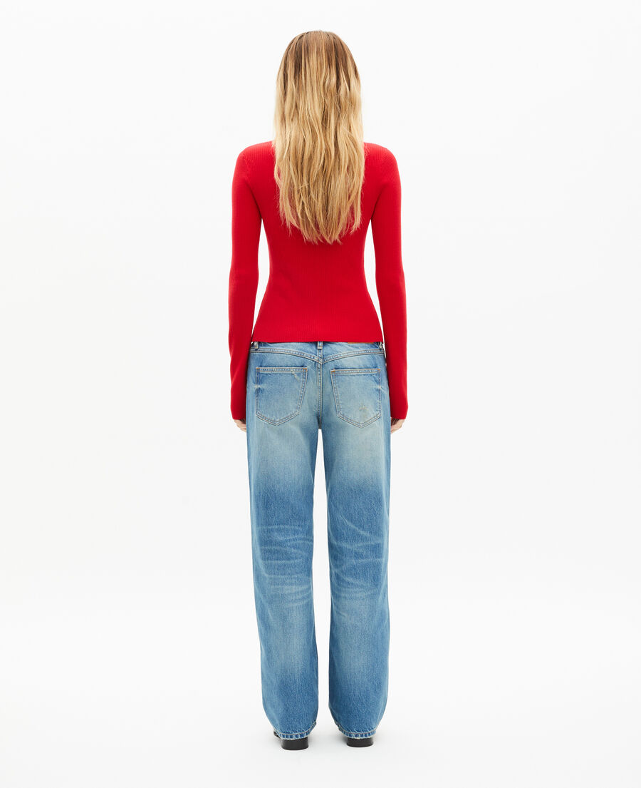 The Kooples F TANGO RED red rib knit sweater