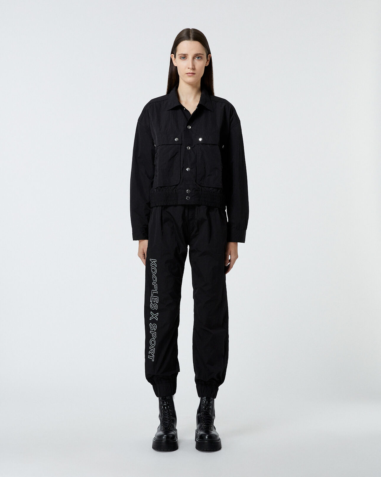 The Kooples FEMME BLACK blouson noir imperméable poches à rabat