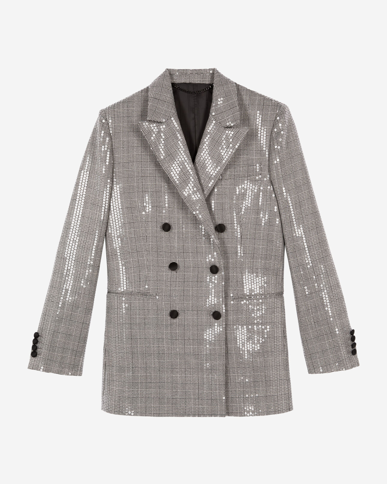 The Kooples DAMEN GREY graue jacke mit pailletten, prince of wales