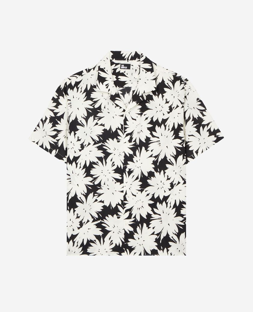 The Kooples MEN BLACK WHITE black floral print short-sleeve shirt